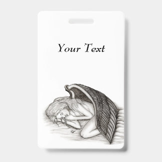 Badge Un ange endormi, dessin en noir et blanc