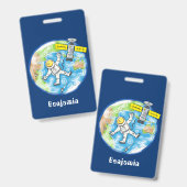 Badge Un astronaute amusant dans l'espace et la bande de (Avant & arrière)