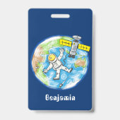 Badge Un astronaute amusant dans l'espace et la bande de (Arrière)