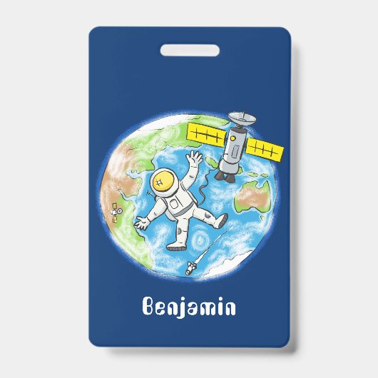 Badge Un astronaute amusant dans l'espace et la bande de (Avant)