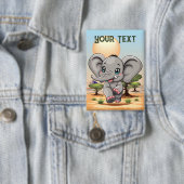 Badge Un bébé éléphant qui sonne heureux dans la savane  (Insitu)