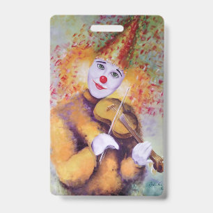 Badge Un clown doux jouant du violon