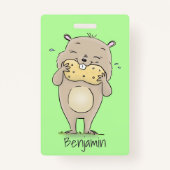 Badge Un joli hamster souriant avec un dessin animé d'ar (Dos)