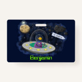 Badge Un joli poisson heureux dans l'espace dessin animé (Dos)