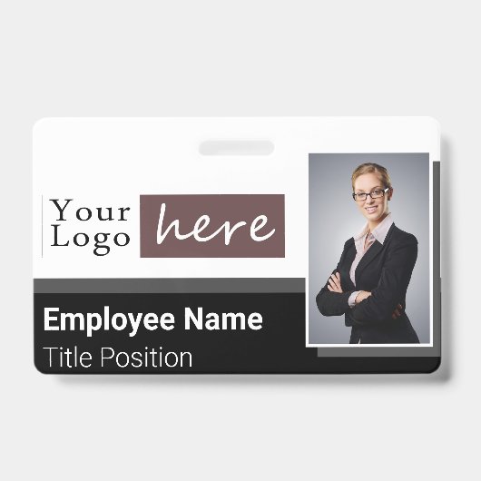 Badge Un logo de style horizontal photo Nom de l'employé (Front)