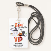Badge Un petit Boo Halloween Bowtie Baby shower VIP (Devant avec lanière)
