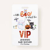Badge Un petit Boo Halloween Bowtie Baby shower VIP (Devant)
