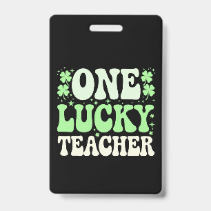 Badge Un professeur chanceux professeur rétro groovy St-