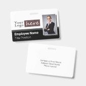 Badge Une photo horizontale Style Logo Nom de l'employé (Avant & arrière)