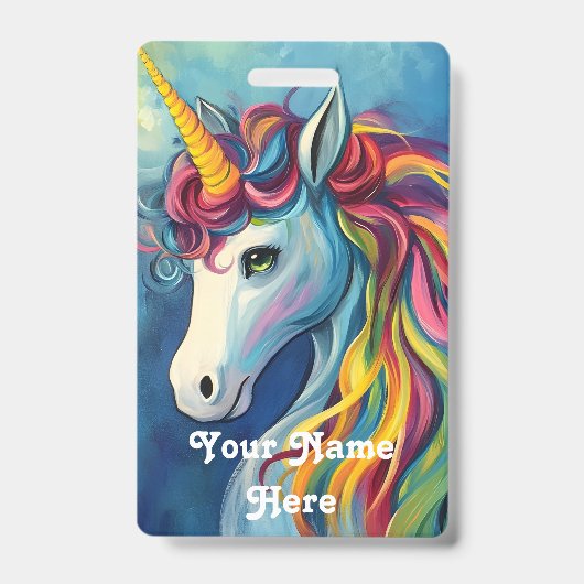 Badge unicorne nom d'hôte d'anniversaire (Avant)