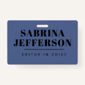 Badge Unique Elegant Plain Simple Bleu Noir (Devant)