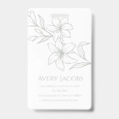 Badge Unique Moderne Vert Sauge Boho Floral (Arrière)