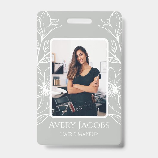Badge Unique Moderne Vert Sauge Boho Floral (Avant)