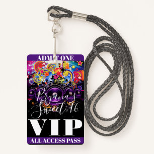 Badge Urban Club Hip hop Dance Sweet 16 VIP Pass