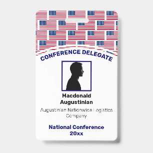 Badge USA AMERICAN FLAG Customisé Logo Identifiant photo