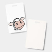 Badge vache de dessin animé noir blanc rose baiser gris (Avant & arrière)