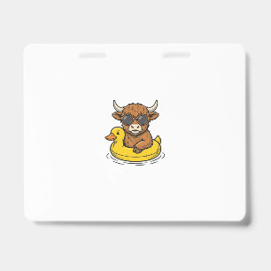 Badge Vache des Highlands Canard Flotte Gravure Vintage