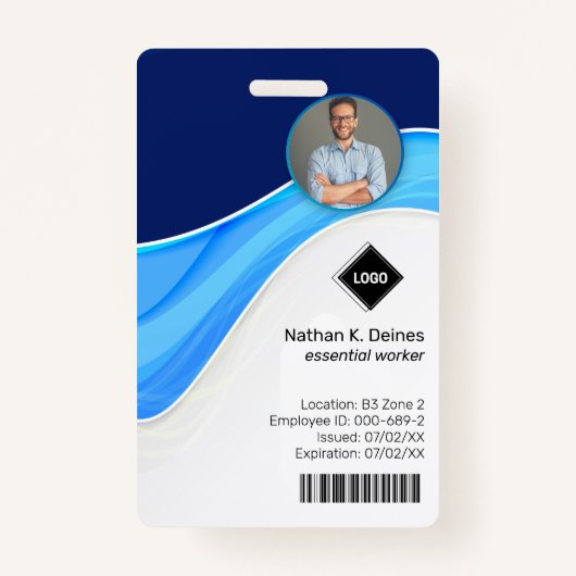 Badge Vague bleue | ID photo de l'employé Sécurité de la (Devant)