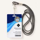 Badge Vague bleue | ID photo de l'employé Sécurité de la (Devant avec lanière)