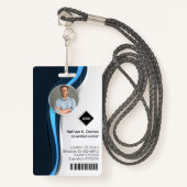 Badge Vague marine | ID photo de l'employé Sécurité de l (Devant avec lanière)