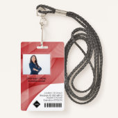 Badge Vague rouge | ID photo de l'employé Sécurité de la (Devant avec lanière)