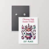 Badge Vainqueur de rennes de Noël moche 1ère place (Recto/Verso)