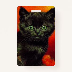 Badge Van Gogh Black Kitten