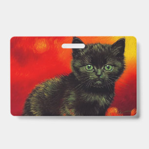 Badge Van Gogh Black Kitten