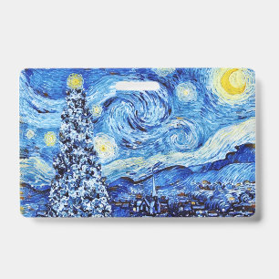 Badge Van Gogh - La nuit étoilée - Noël blanc