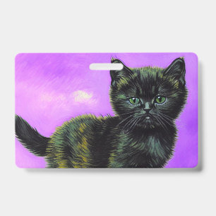 Badge Van Gogh Style Cat
