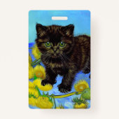 Badge Van Gogh Style Chat avec tournesol (Dos)