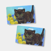 Badge Van Gogh Style Chat avec tournesol (Avant & arrière)
