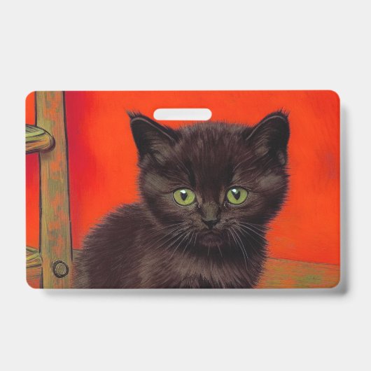 Badge Van Gogh Style Chat noir (Avant)
