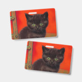 Badge Van Gogh Style Chat noir (Avant & arrière)