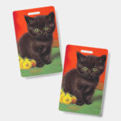 Badge Van Gogh Style Chat noir (Avant & arrière)