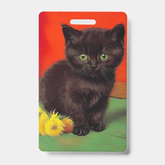 Badge Van Gogh Style Chat noir (Avant)
