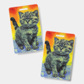 Badge Van Gogh Style Chat Sunset Beach (Avant & arrière)