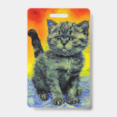 Badge Van Gogh Style Chat Sunset Beach (Arrière)