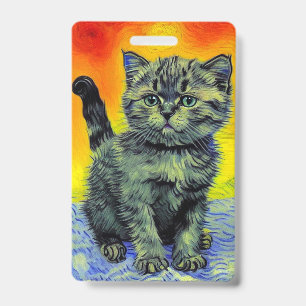 Badge Van Gogh Style Chat Sunset Beach
