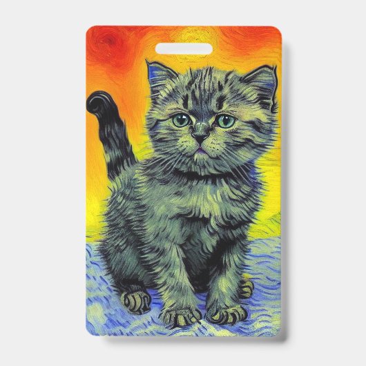 Badge Van Gogh Style Chat Sunset Beach (Avant)