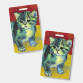 Badge Van Gogh Tabby Cat (Avant & arrière)