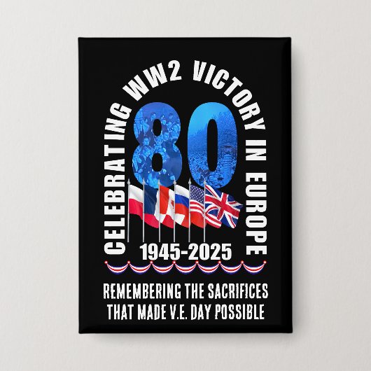 Badge VE DAY 80e anniversaire Victoire en Europe 2ÈME GU (Recto)