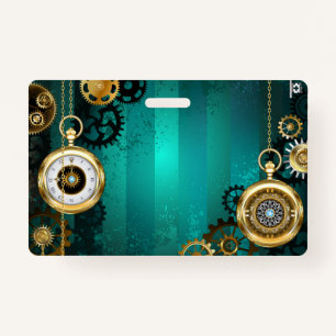 Badge Veille bijoux Steampunk sur un Arrière - plan vert
