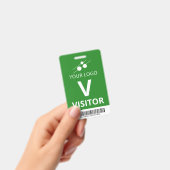 Badge Vert Blanc Ajouter Votre Logo Bar Code Visiteur (Manuel / portable)