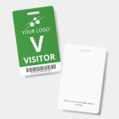 Badge Vert Blanc Ajouter Votre Logo Bar Code Visiteur (Avant & arrière)