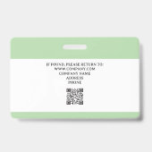 Badge Vert | Carte d'identité photo de l'employé médical (Arrière)