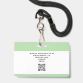 Badge Vert | Carte d'identité photo de l'employé médical (Arrière avec lanière)