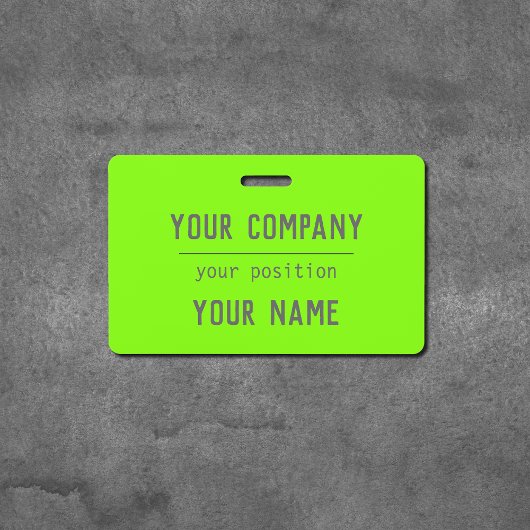 Badge vert fluorescent - lettrage gras