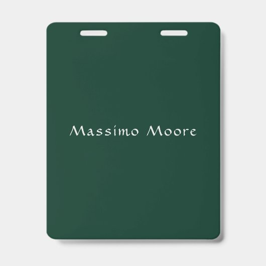 Badge Vert foncé Élégant Casual Propre Nom Écriture manu (Avant)