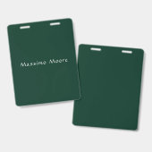 Badge Vert foncé Élégant Casual Propre Nom Écriture manu (Avant & arrière)